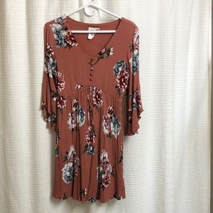 3/4 sleeve floral dress